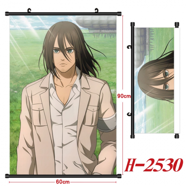 Shingeki no Kyojin Anime Black Plastic Rod Canvas Painting Wall Scroll 60X90CM  H-2530