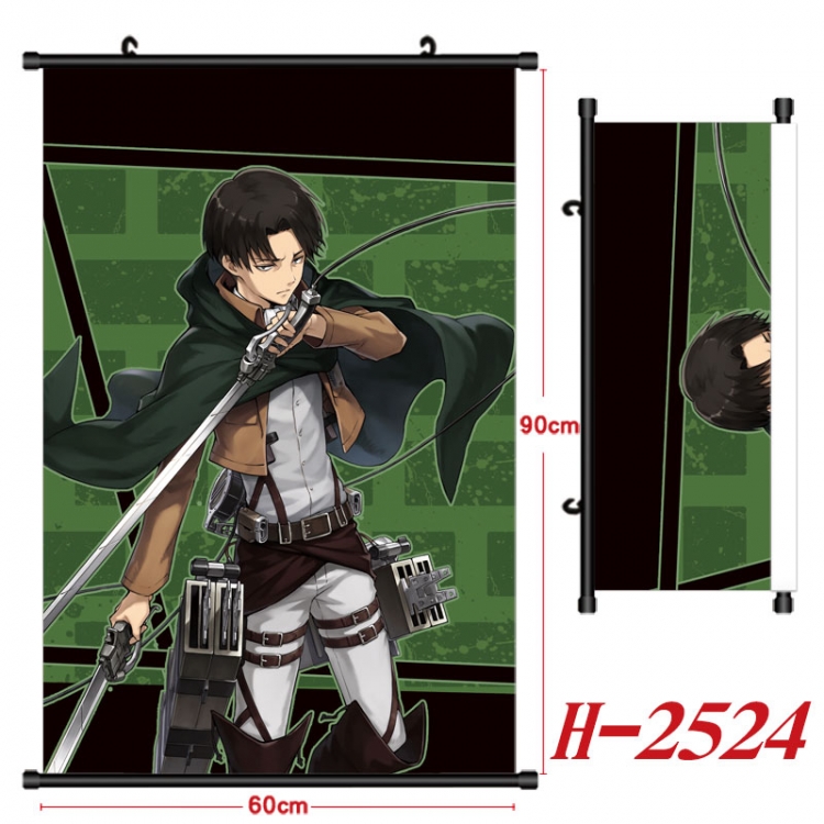 Shingeki no Kyojin Anime Black Plastic Rod Canvas Painting Wall Scroll 60X90CM H-2524