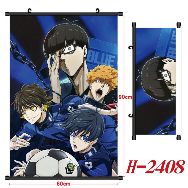 BLUE LOCK Anime Black Plastic Rod Canvas Painting Wall Scroll 60X90CM  H-2408