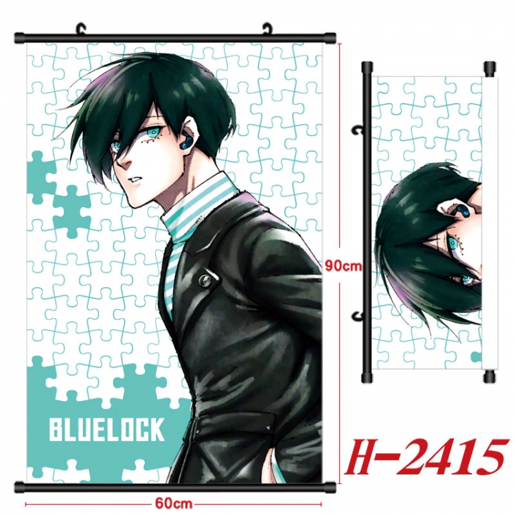 BLUE LOCK Anime Black Plastic Rod Canvas Painting Wall Scroll 60X90CM  H-2415