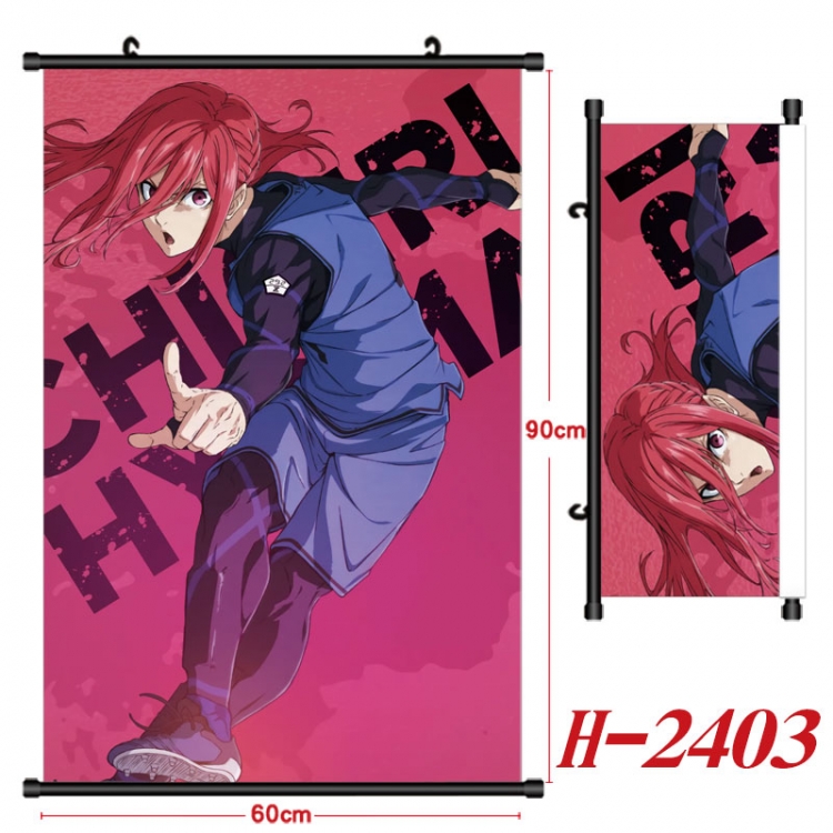 BLUE LOCK Anime Black Plastic Rod Canvas Painting Wall Scroll 60X90CM H-2403