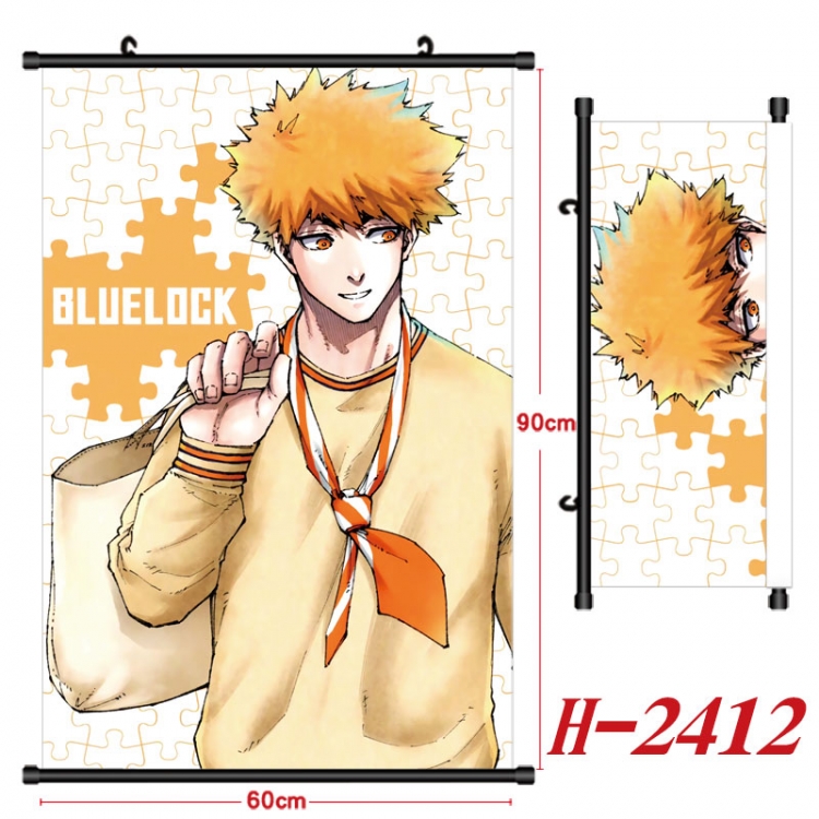 BLUE LOCK Anime Black Plastic Rod Canvas Painting Wall Scroll 60X90CM  H-2412