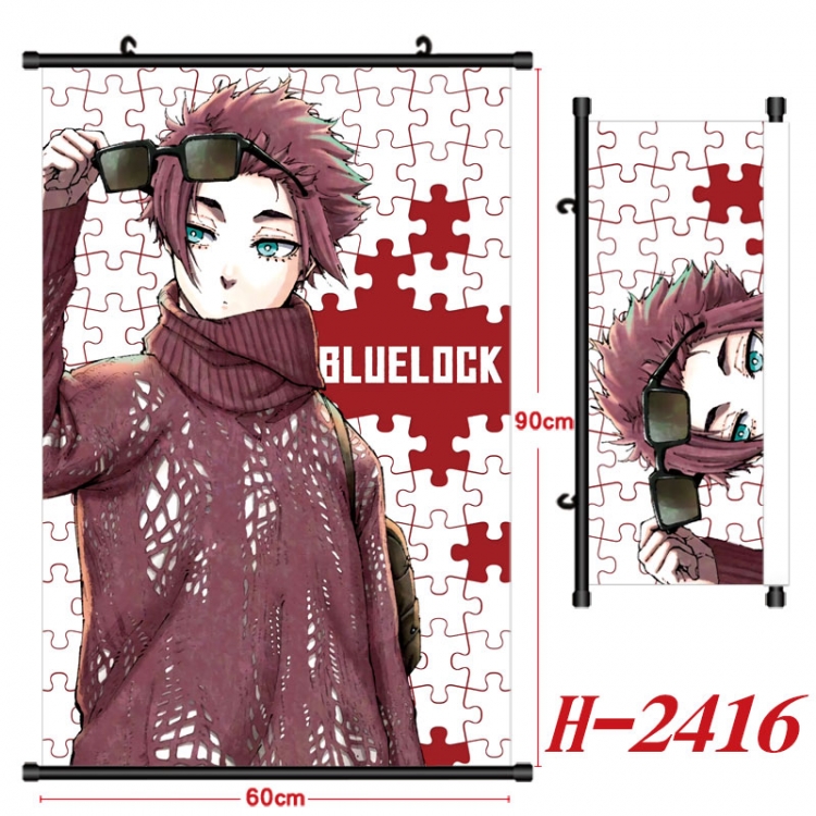 BLUE LOCK Anime Black Plastic Rod Canvas Painting Wall Scroll 60X90CM H-2416