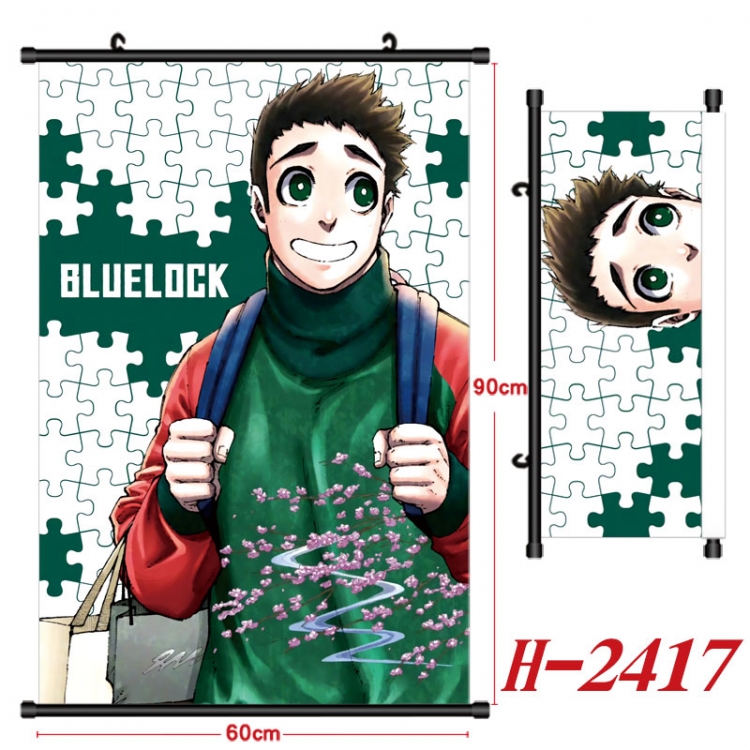 BLUE LOCK Anime Black Plastic Rod Canvas Painting Wall Scroll 60X90CM  H-2417