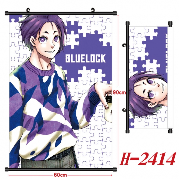 BLUE LOCK Anime Black Plastic Rod Canvas Painting Wall Scroll 60X90CM H-2414