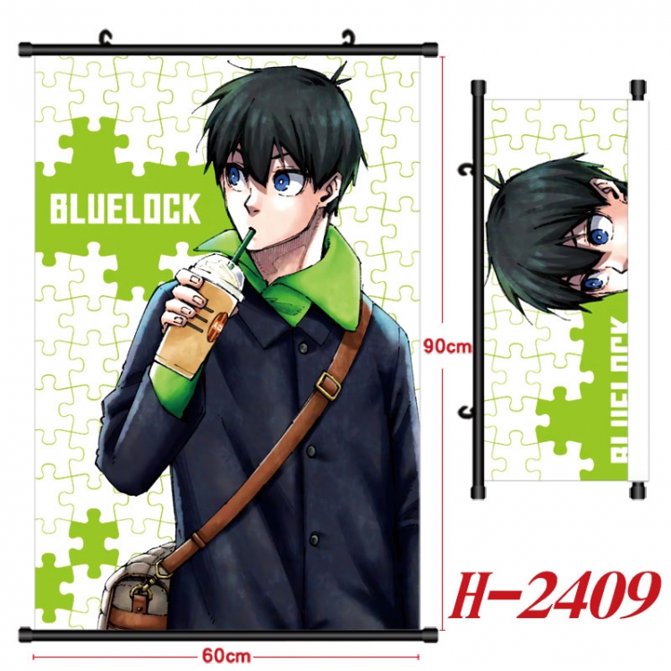 BLUE LOCK Anime Black Plastic Rod Canvas Painting Wall Scroll 60X90CM H-2409