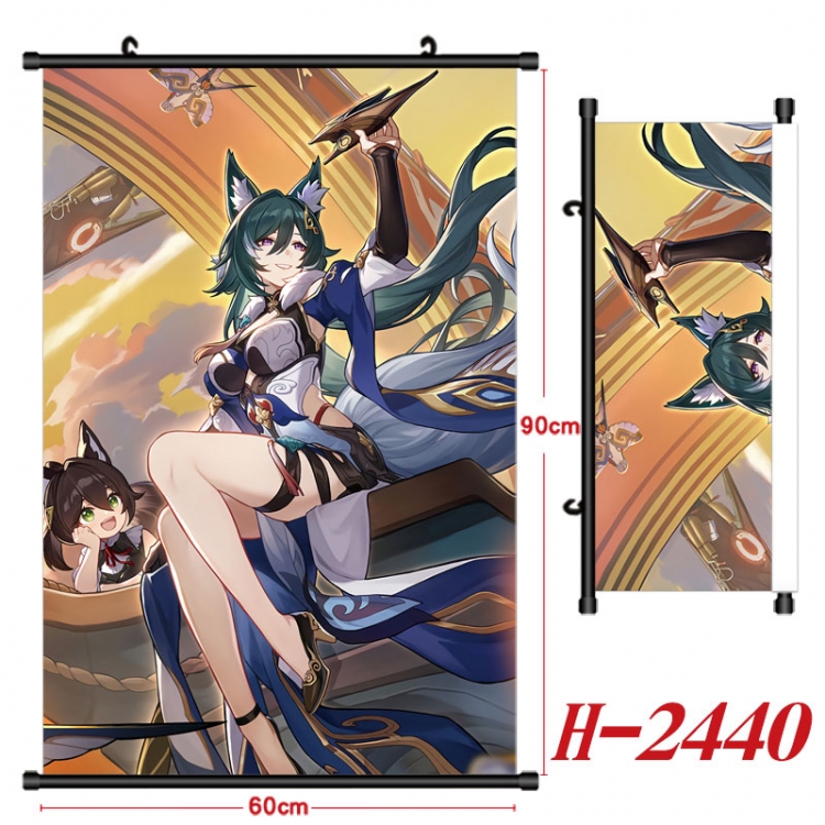Honkai: Star Rail Anime Black Plastic Rod Canvas Painting Wall Scroll 60X90CM H-2440