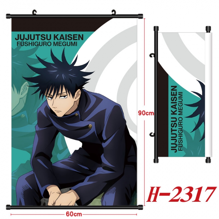 Jujutsu Kaisen Anime Black Plastic Rod Canvas Painting Wall Scroll 60X90CM H-2317