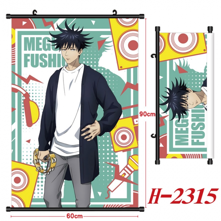 Jujutsu Kaisen Anime Black Plastic Rod Canvas Painting Wall Scroll 60X90CM H-2315