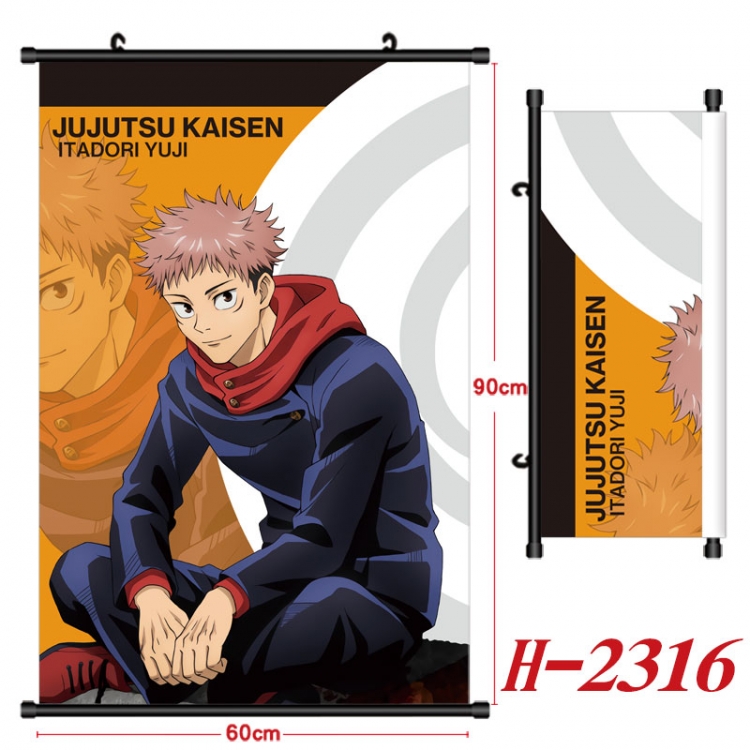 Jujutsu Kaisen Anime Black Plastic Rod Canvas Painting Wall Scroll 60X90CM H-2316