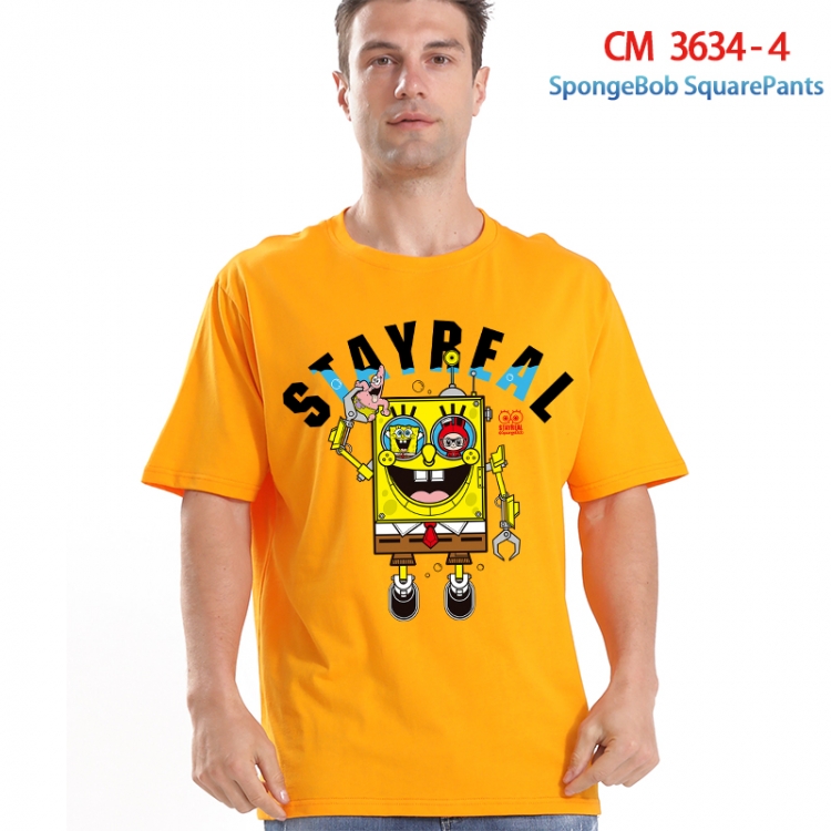 SpongeBob Printed short-sleeved cotton T-shirt from S to 4XL  3634-4