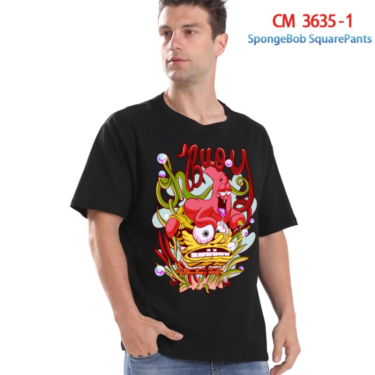 SpongeBob Printed short-sleeved cotton T-shirt from S to 4XL  3635-1