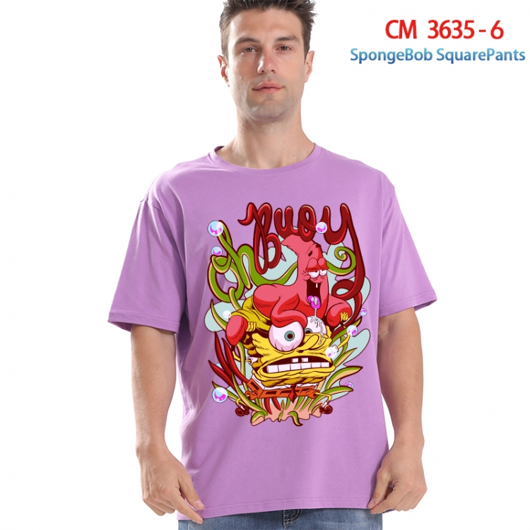 SpongeBob Printed short-sleeved cotton T-shirt from S to 4XL 3635-6