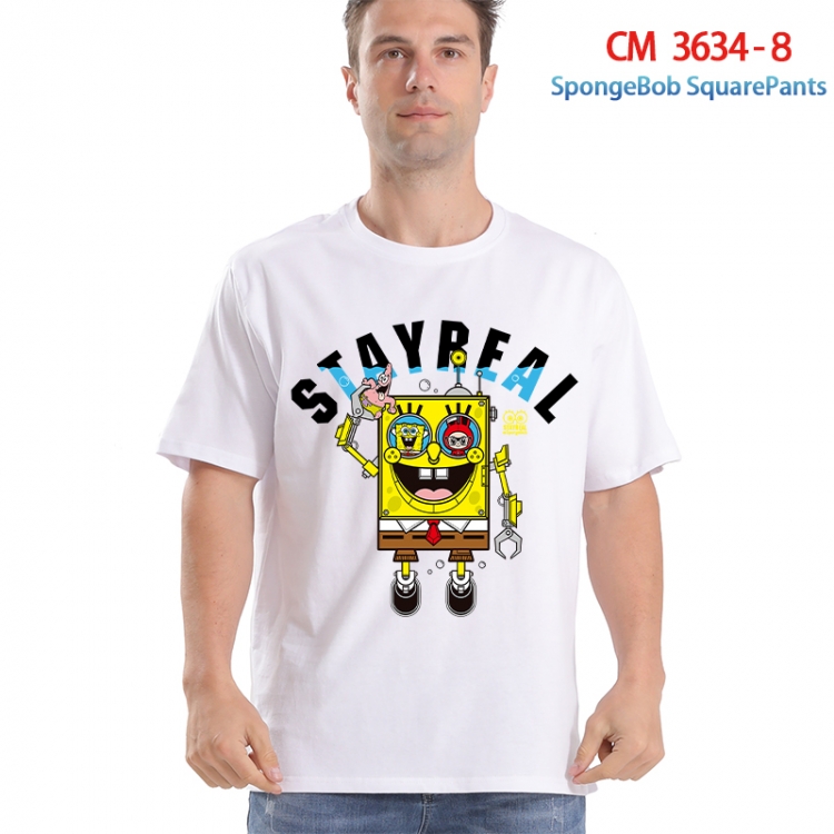 SpongeBob Printed short-sleeved cotton T-shirt from S to 4XL  3634-8