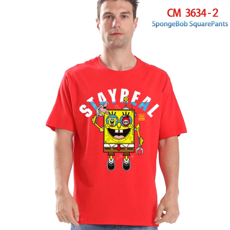 SpongeBob Printed short-sleeved cotton T-shirt from S to 4XL  3634-2