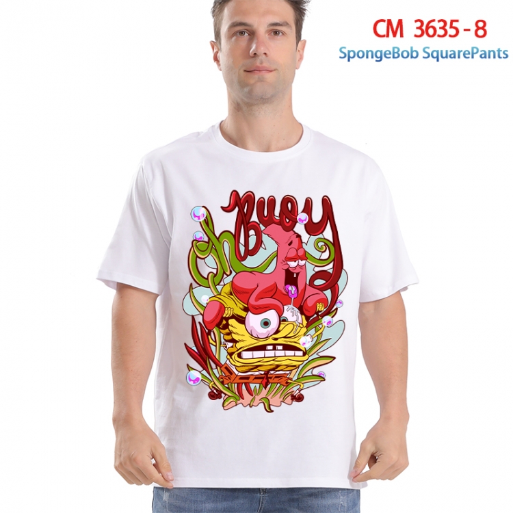 SpongeBob Printed short-sleeved cotton T-shirt from S to 4XL 3635-8