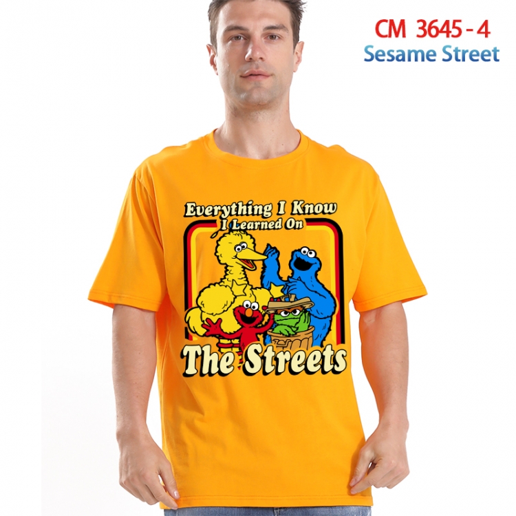 sesame street Printed short-sleeved cotton T-shirt from S to 4XL  3645-4