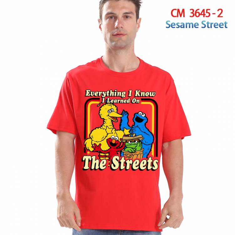 sesame street Printed short-sleeved cotton T-shirt from S to 4XL 3645-2