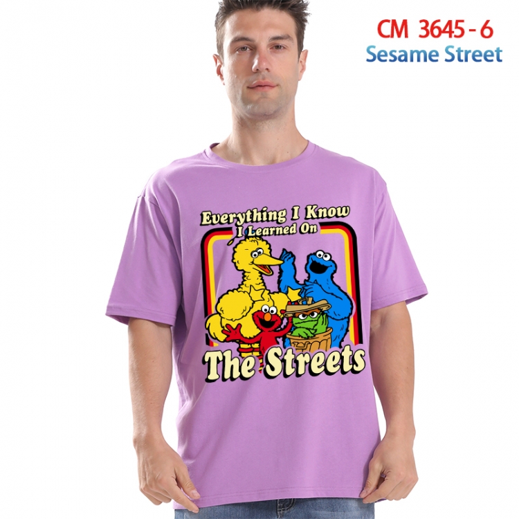 sesame street Printed short-sleeved cotton T-shirt from S to 4XL 3645-6