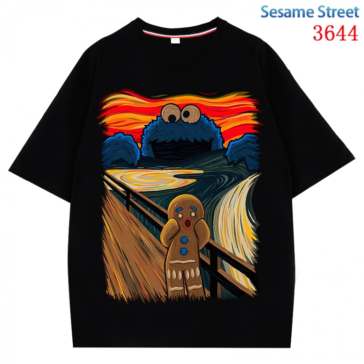 sesame street  Anime Pure Cotton Short Sleeve T-shirt Direct Spray Technology from S to 4XL CMY-3644-2