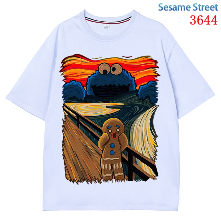 sesame street  Anime Pure Cotton Short Sleeve T-shirt Direct Spray Technology from S to 4XL CMY-3644-1