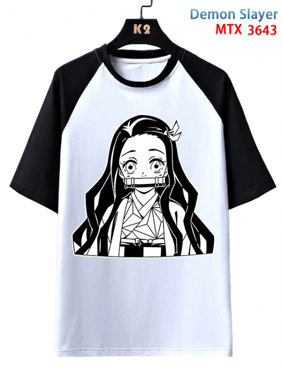 Demon Slayer Kimets Anime raglan sleeve cotton T-shirt from XS to 3XL MTX-3643-1