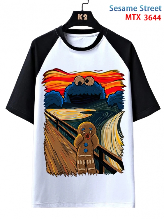 sesame street Anime raglan sleeve cotton T-shirt from XS to 3XL MTX-3644-1