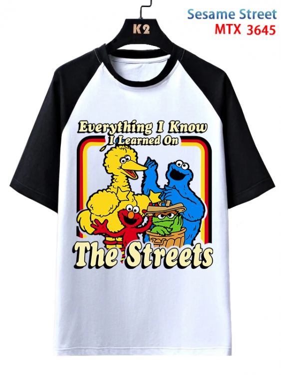 sesame street Anime raglan sleeve cotton T-shirt from XS to 3XL MTX-3645-1