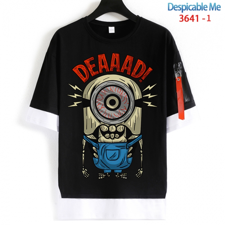 Despicable Me Cotton Crew Neck Fake Two-Piece Short Sleeve T-Shirt from S to 4XL HM-3641-1