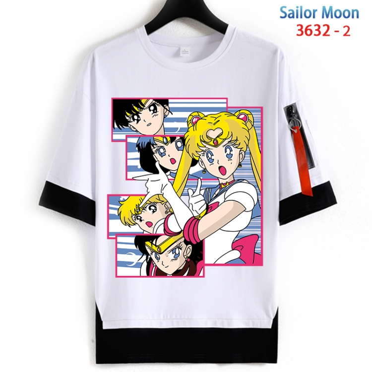 sailormoon Cotton Crew Neck Fake Two-Piece Short Sleeve T-Shirt from S to 4XL HM-3632-2
