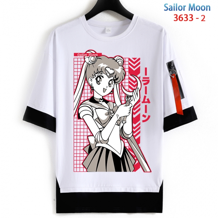 sailormoon Cotton Crew Neck Fake Two-Piece Short Sleeve T-Shirt from S to 4XL  HM-3633-2
