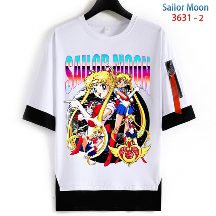 sailormoon Cotton Crew Neck Fake Two-Piece Short Sleeve T-Shirt from S to 4XL HM-3631-2