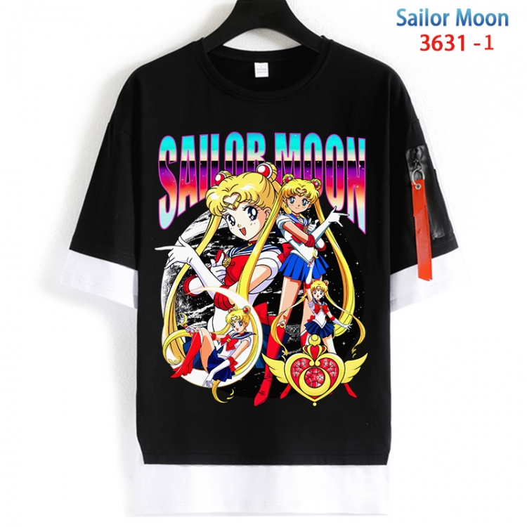 sailormoon Cotton Crew Neck Fake Two-Piece Short Sleeve T-Shirt from S to 4XL HM-3631-1