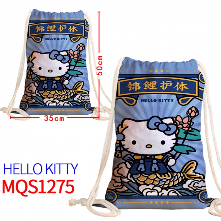 hello kitty Canvas drawstring pocket backpack 50x35cm MQS-1275