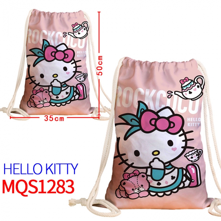 hello kitty Canvas drawstring pocket backpack 50x35cm  MQS-1283