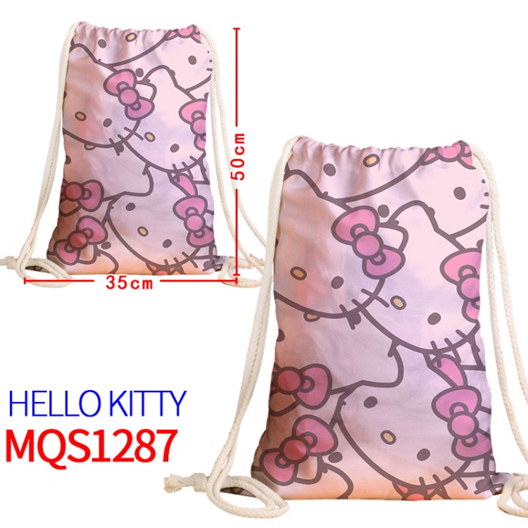 hello kitty Canvas drawstring pocket backpack 50x35cm MQS-1287