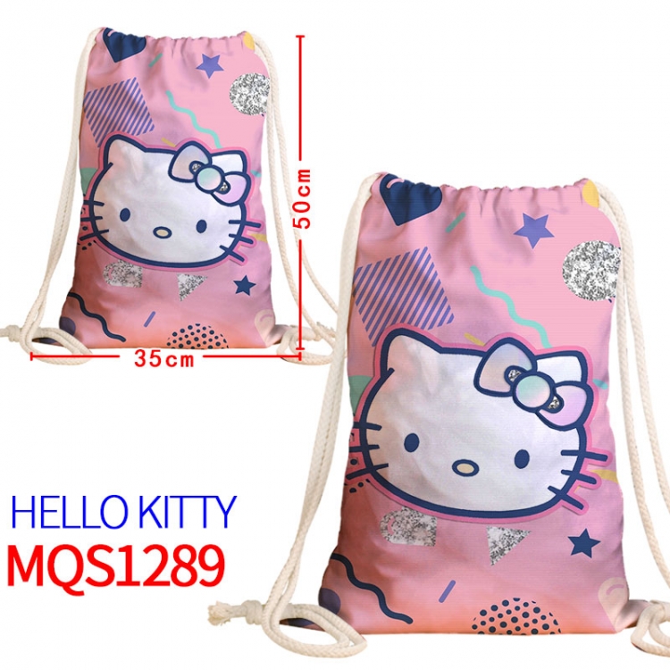 hello kitty Canvas drawstring pocket backpack 50x35cm  MQS-1289