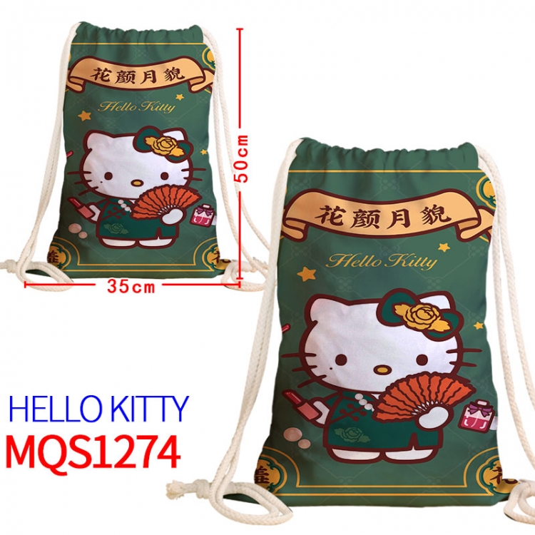 hello kitty Canvas drawstring pocket backpack 50x35cm MQS-1274