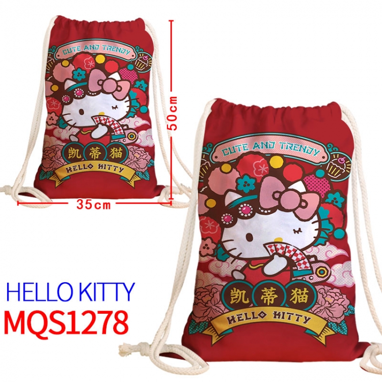 hello kitty Canvas drawstring pocket backpack 50x35cm MQS-1278