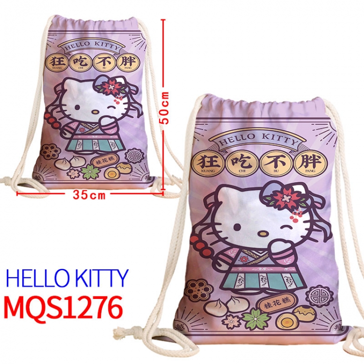 hello kitty Canvas drawstring pocket backpack 50x35cm MQS-1276