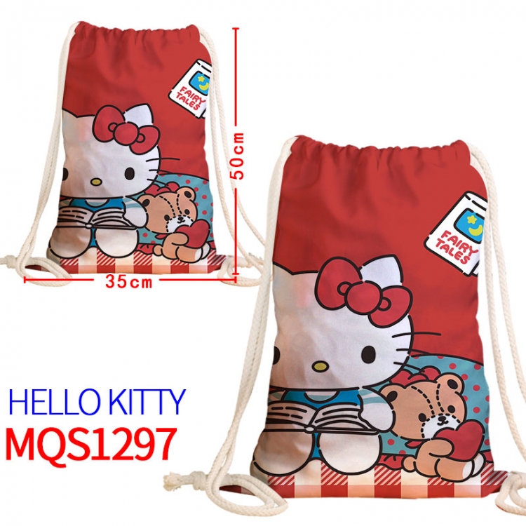 hello kitty Canvas drawstring pocket backpack 50x35cm  MQS-1297