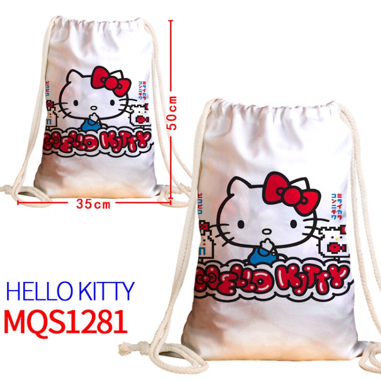 hello kitty Canvas drawstring pocket backpack 50x35cm MQS-1281