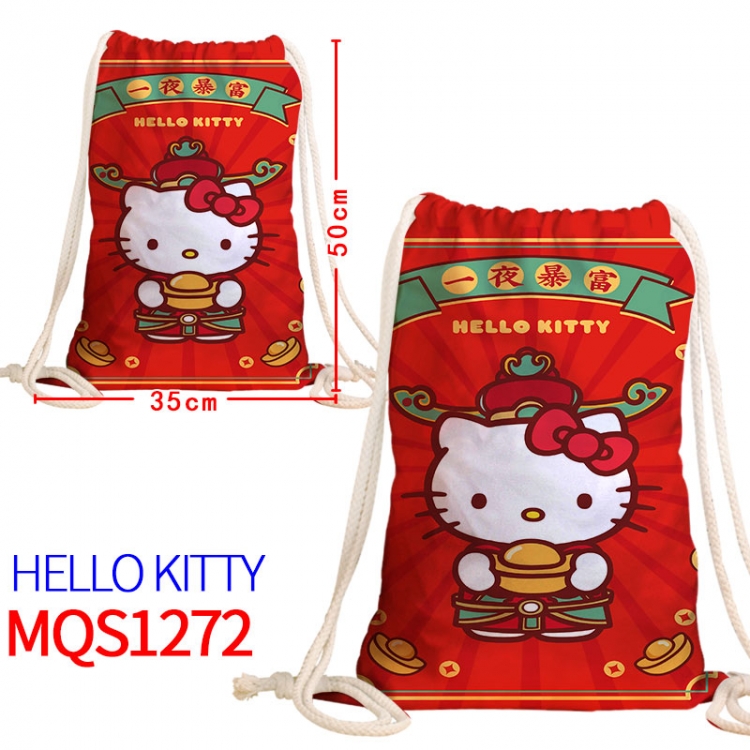 hello kitty Canvas drawstring pocket backpack 50x35cm MQS-1272