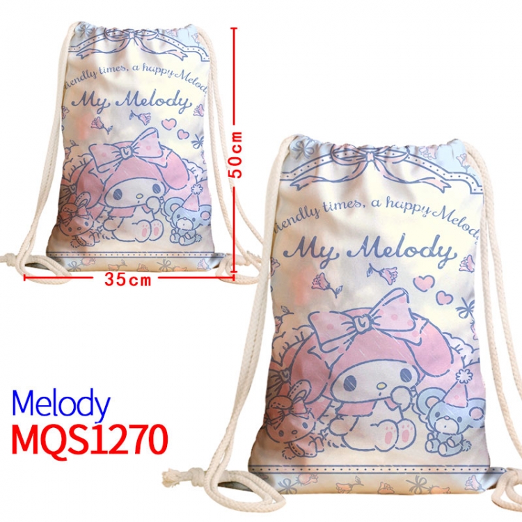 melody Canvas drawstring pocket backpack 50x35cm MQS-1270
