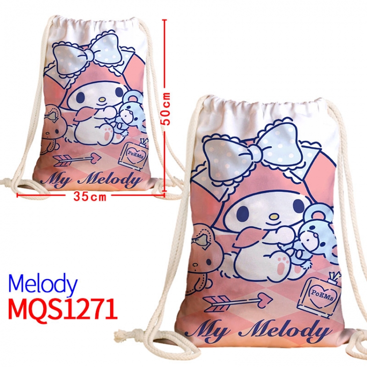 melody Canvas drawstring pocket backpack 50x35cm MQS-1271