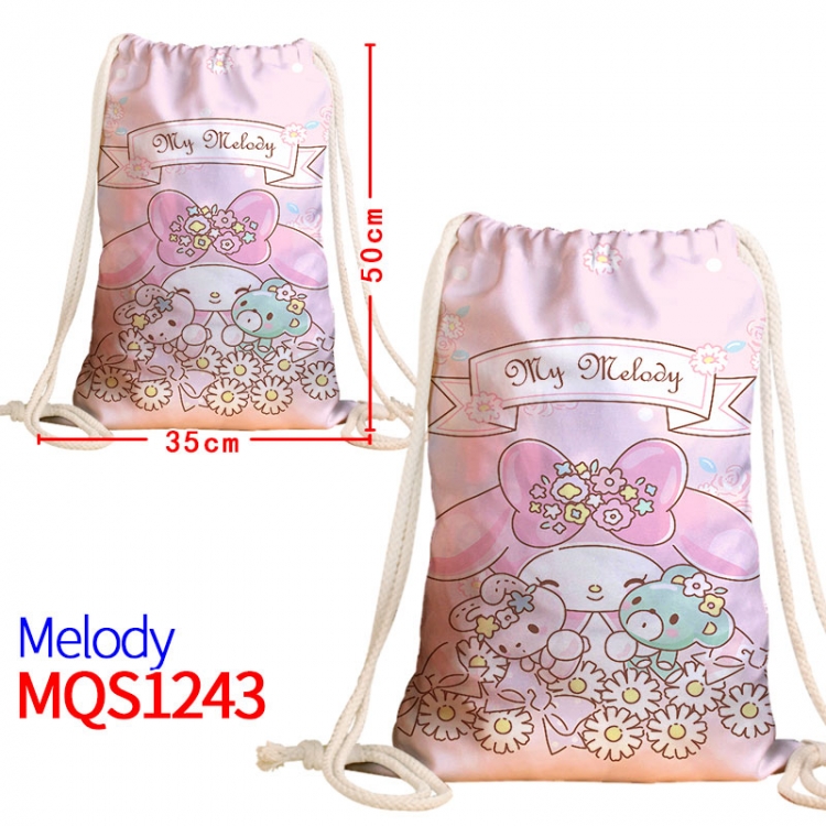 melody Canvas drawstring pocket backpack 50x35cm MQS-1243