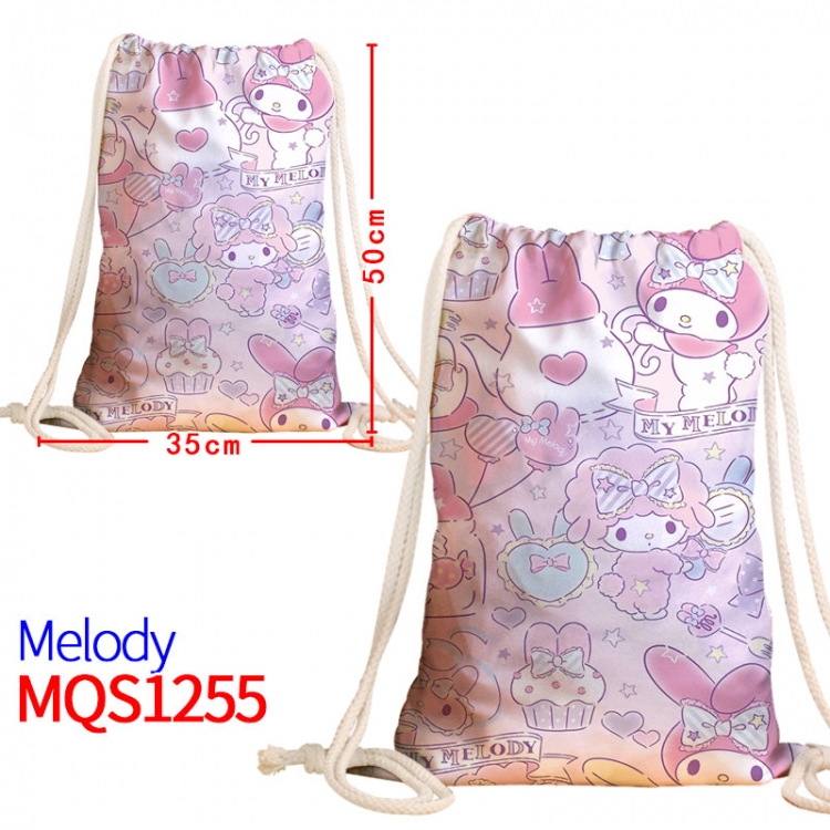 melody Canvas drawstring pocket backpack 50x35cm MQS-1255