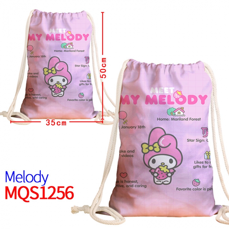 melody Canvas drawstring pocket backpack 50x35cm MQS-1256