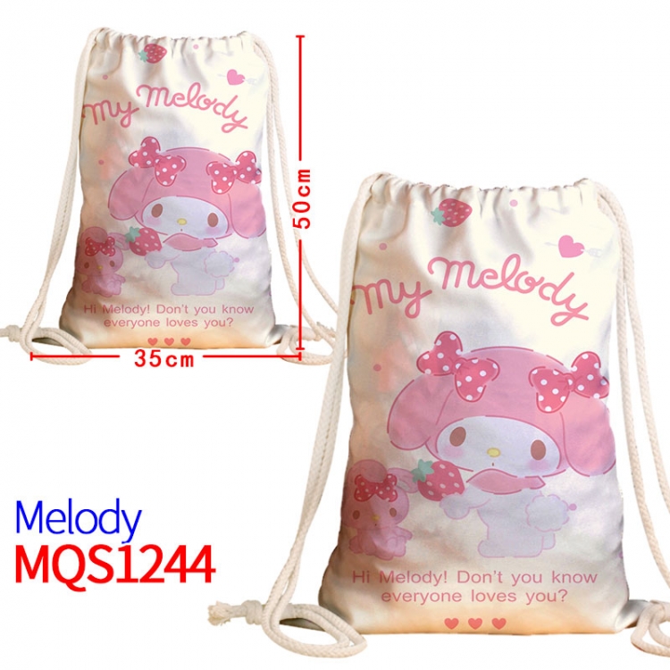 melody Canvas drawstring pocket backpack 50x35cm MQS-1244
