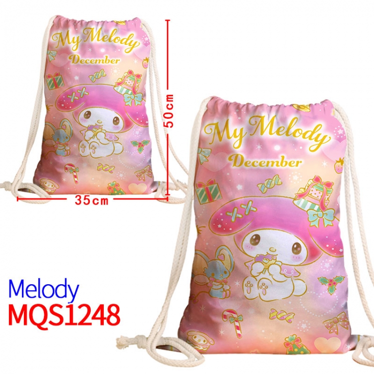 melody Canvas drawstring pocket backpack 50x35cm  MQS-1248  MQS-1248